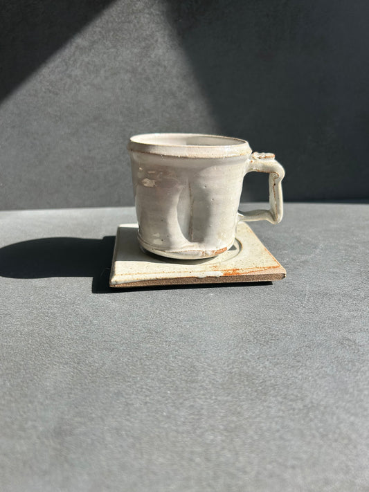One-of-a-Kind Japanese Espresso Mug Set — Sculpted Thumb Rest Edition
