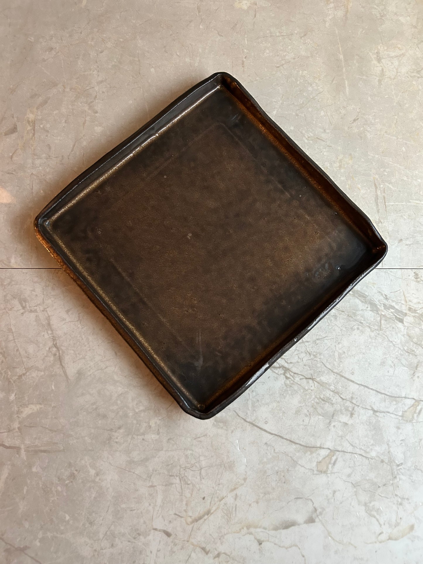 Volcanic Ash Obsidian Field Plate — Handcrafted Japanese Ceramic Serving Plate