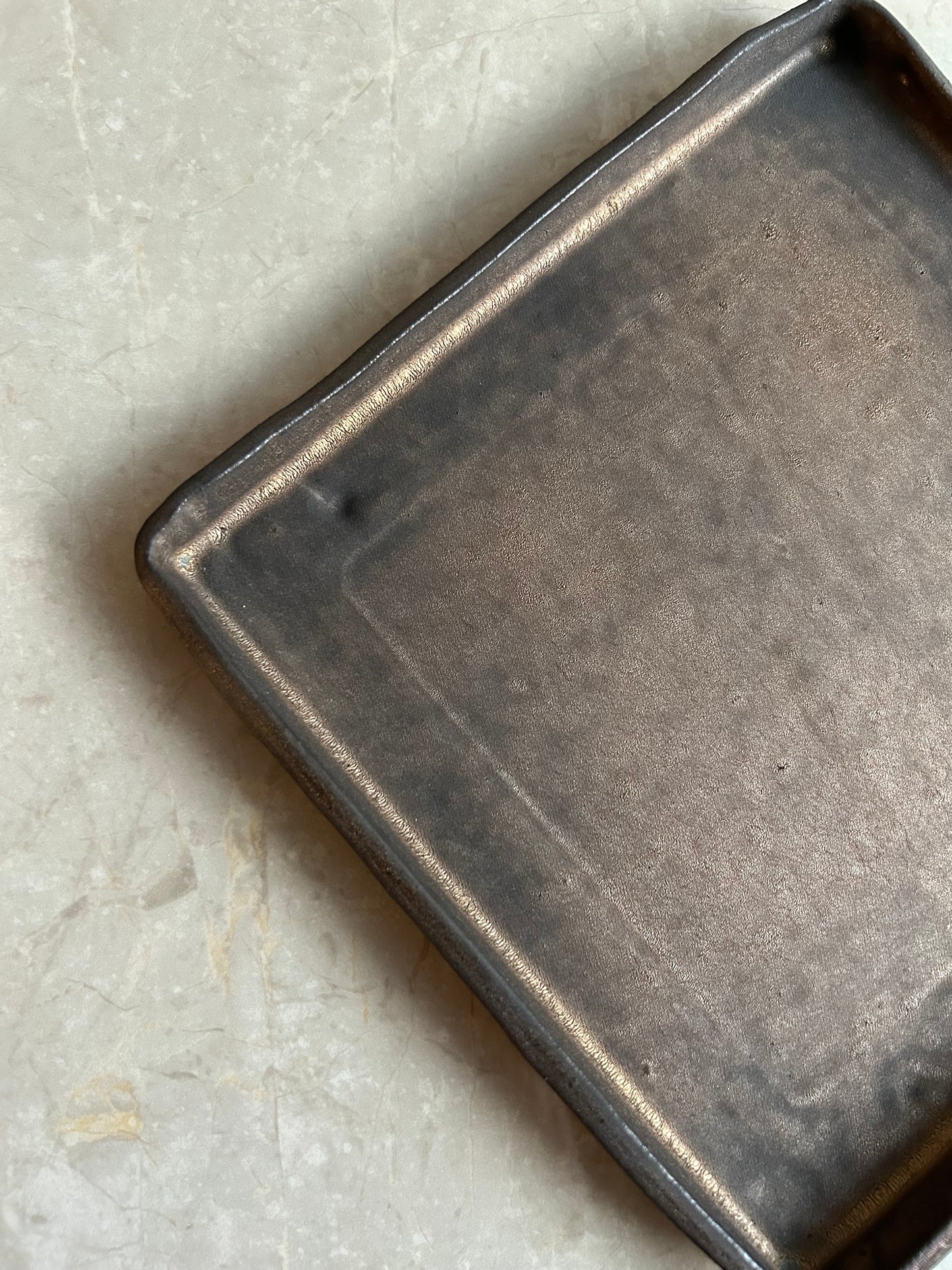Volcanic Ash Obsidian Field Plate — Handcrafted Japanese Ceramic Serving Plate