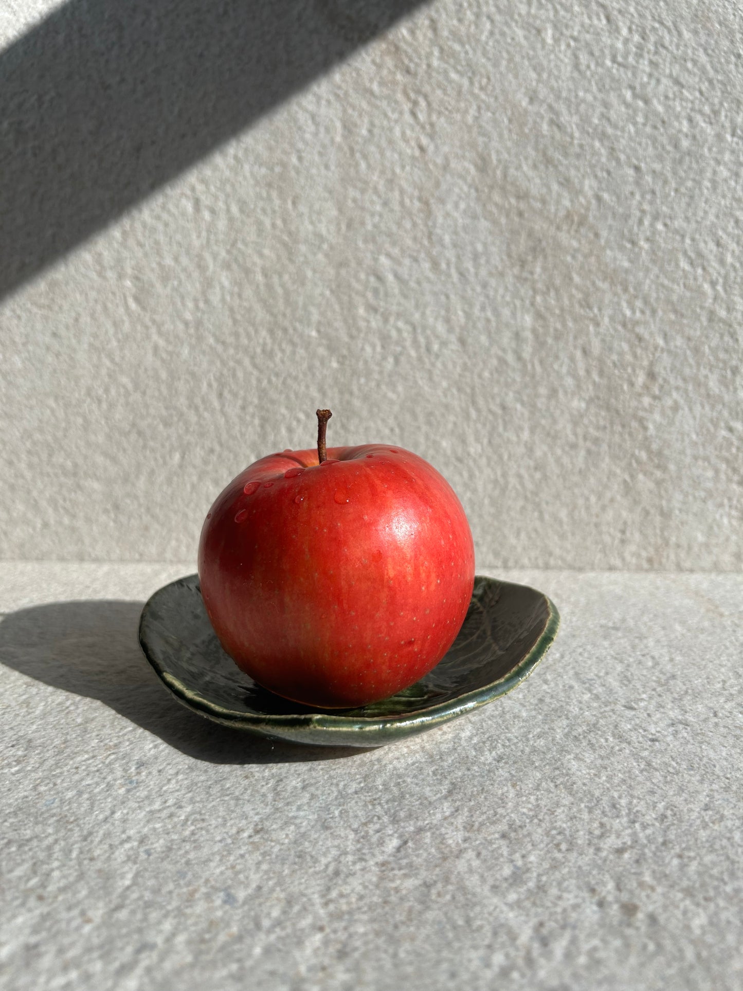 Deep Olive Leaf-Heart Ceramic Vessel — One of a Kind