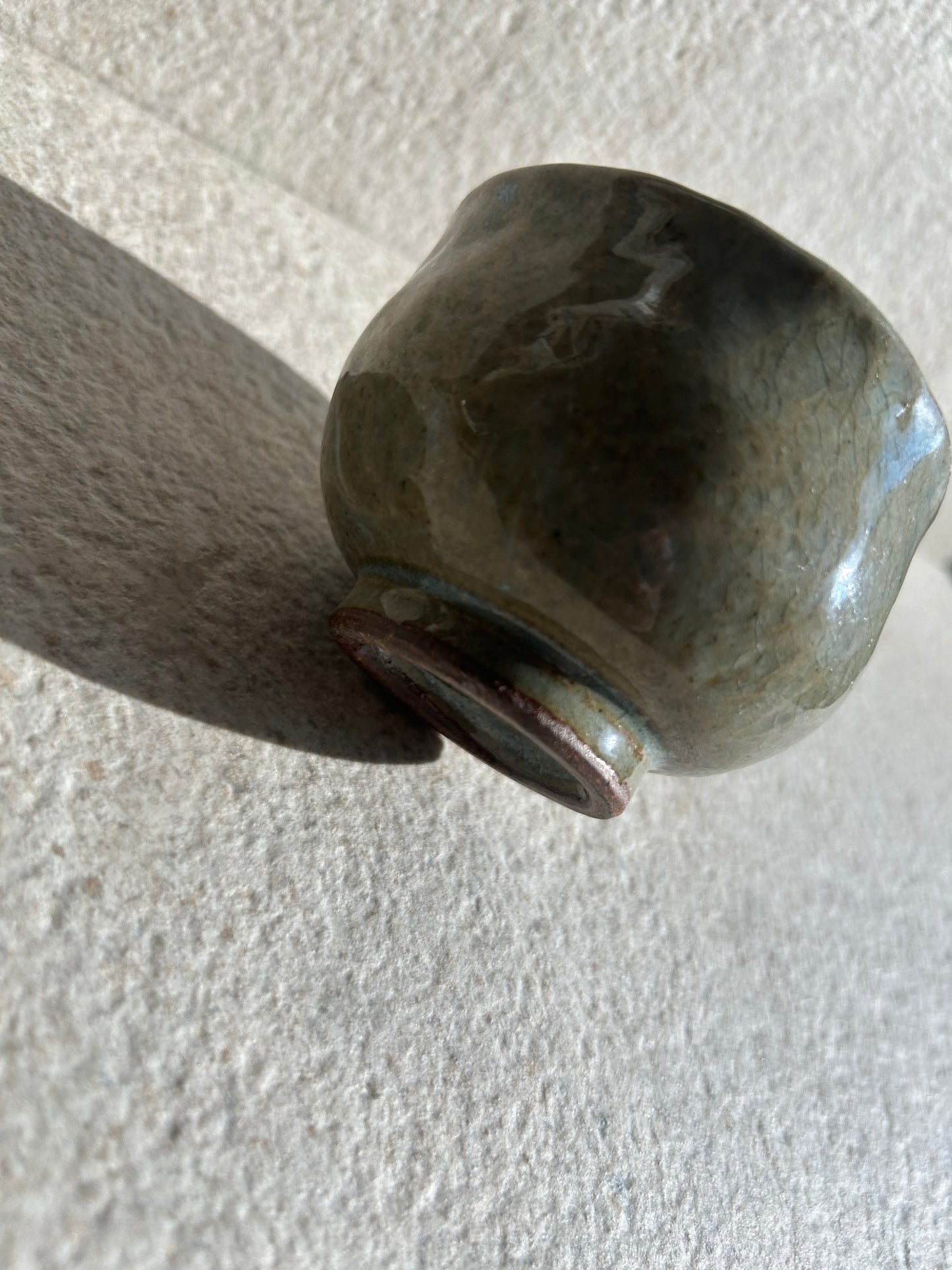 Deep Olive Ash-Glazed Ceramic Vessel — One-of-a-Kind Small Bowl & Art Piece