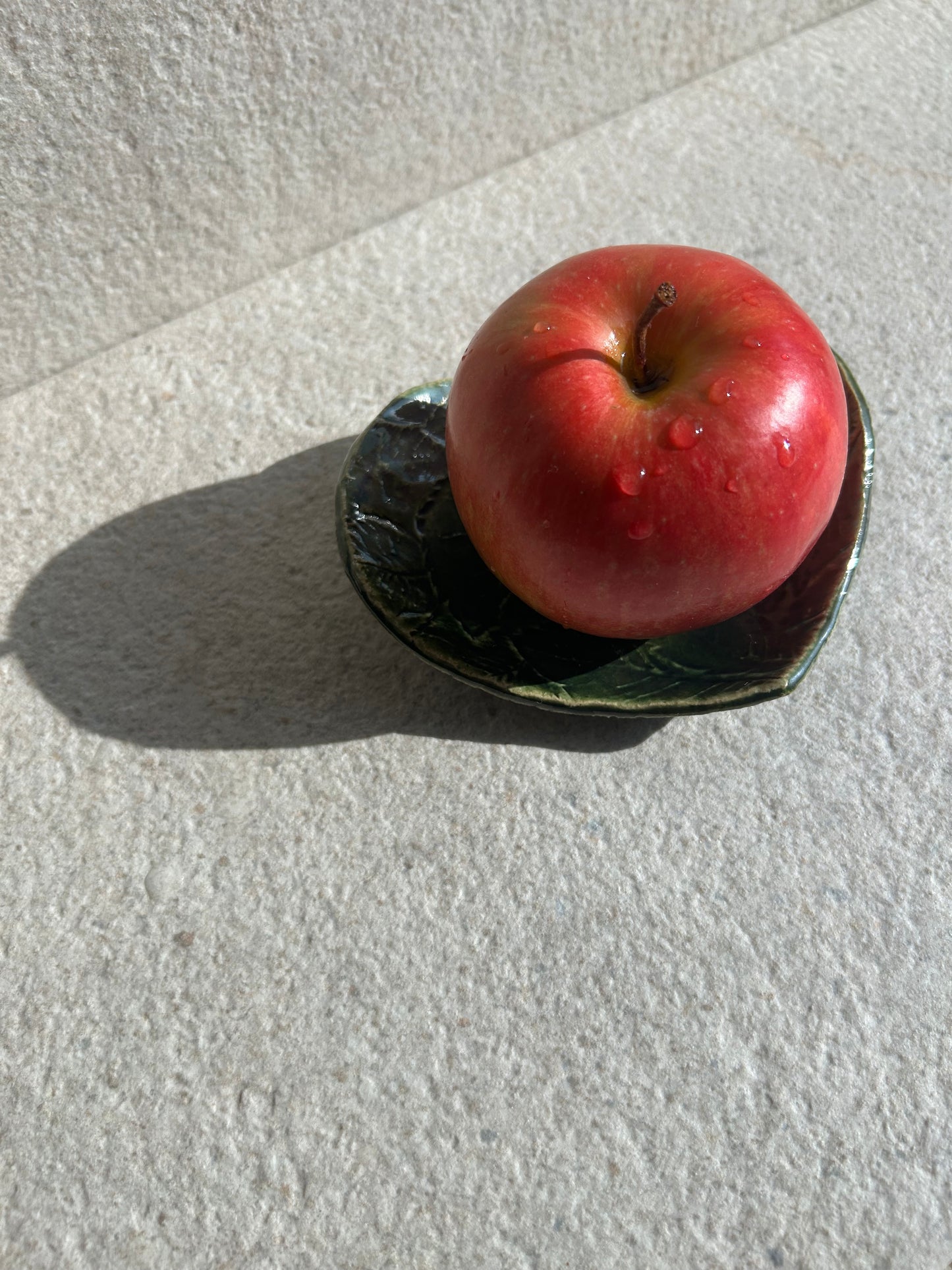 Deep Olive Leaf-Heart Ceramic Vessel — One of a Kind