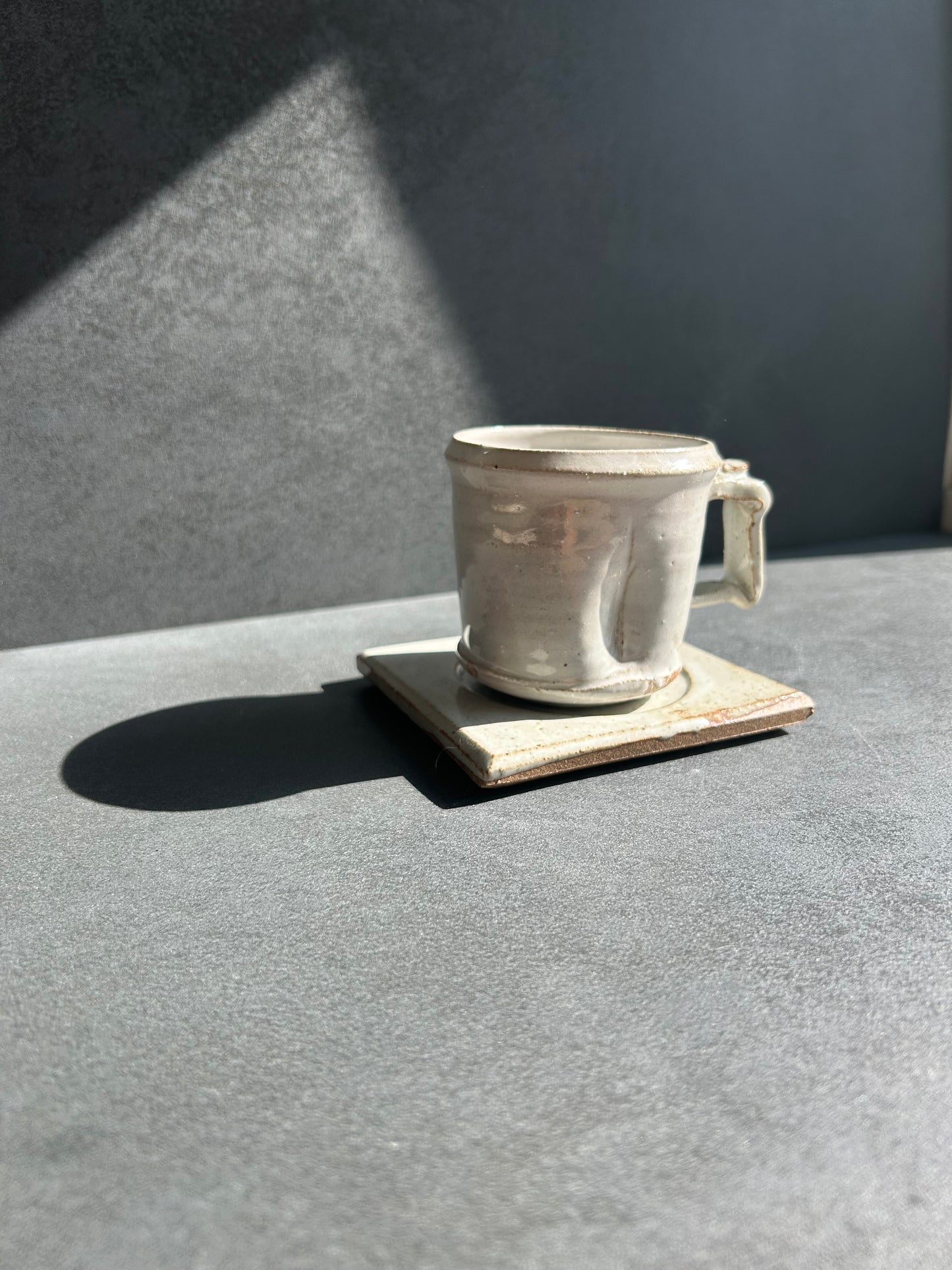 One-of-a-Kind Japanese Espresso Mug Set — Sculpted Thumb Rest Edition