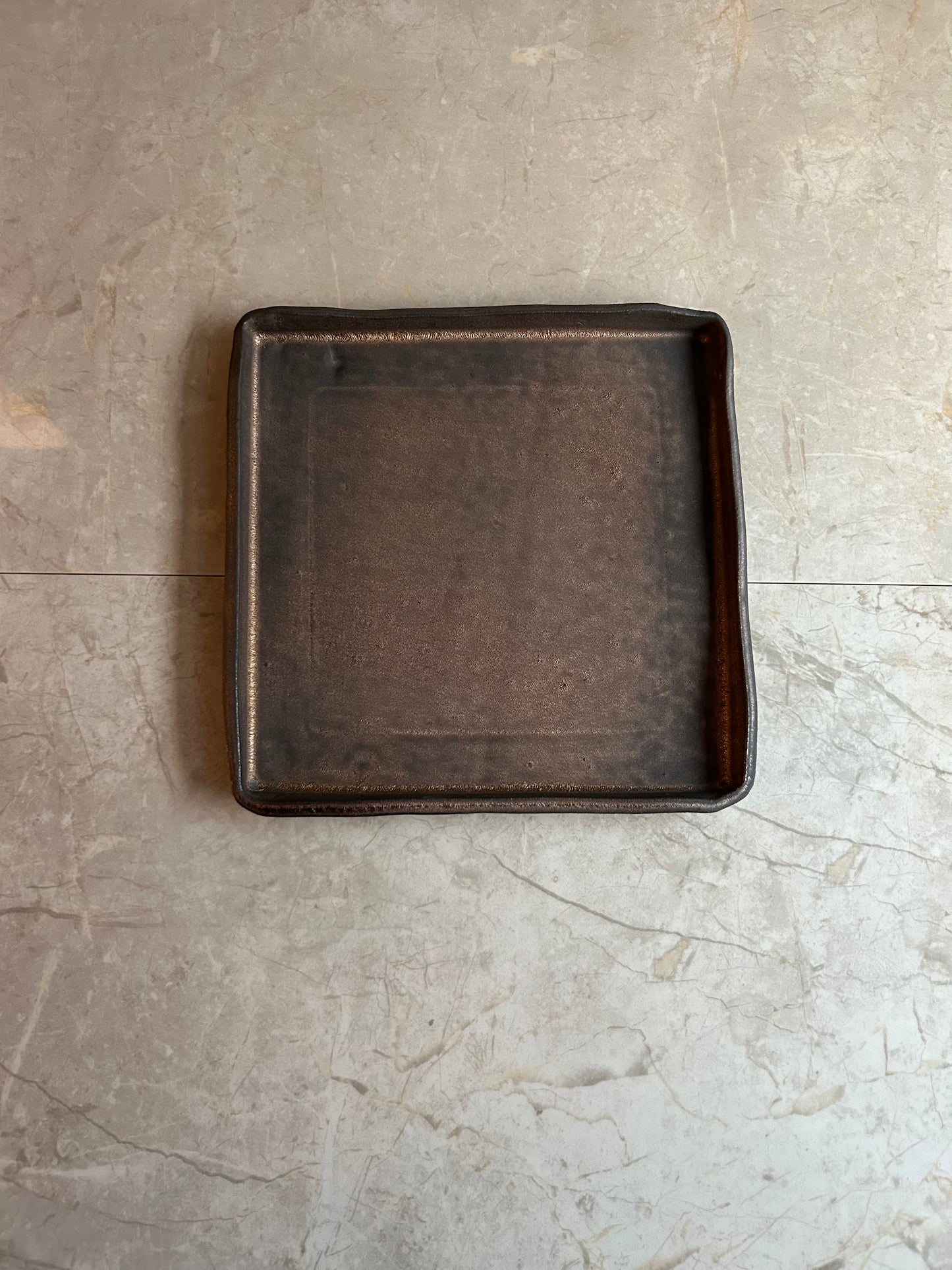 Volcanic Ash Obsidian Field Plate — Handcrafted Japanese Ceramic Serving Plate
