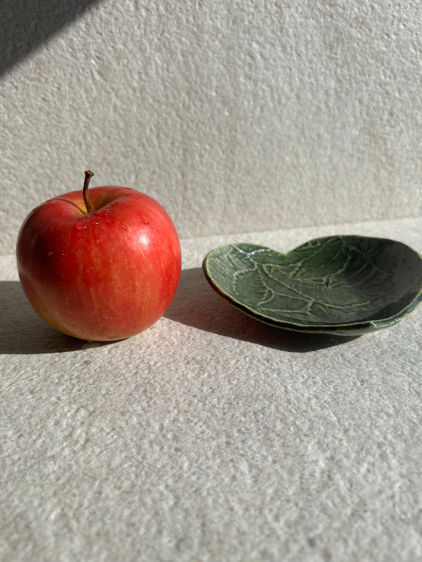 Deep Olive Leaf-Heart Ceramic Vessel — One of a Kind