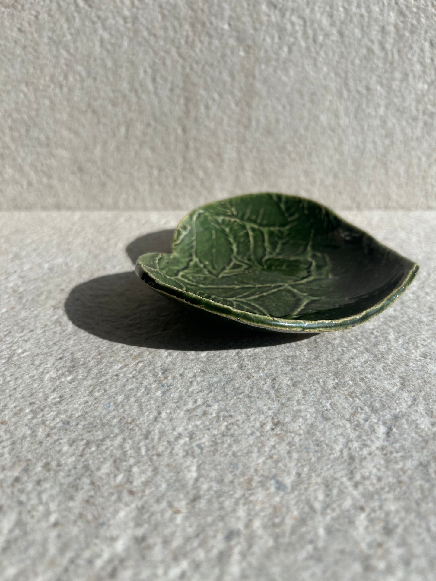 Deep Olive Leaf-Heart Ceramic Vessel — One of a Kind