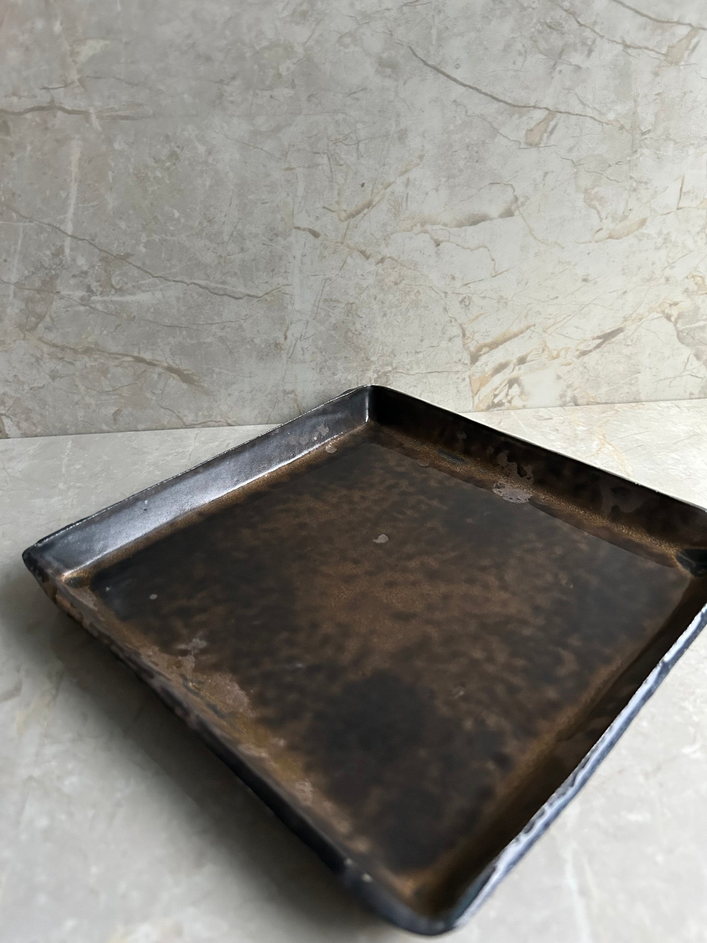 Volcanic Ash Obsidian Field Plate — Handcrafted Japanese Ceramic Serving Plate
