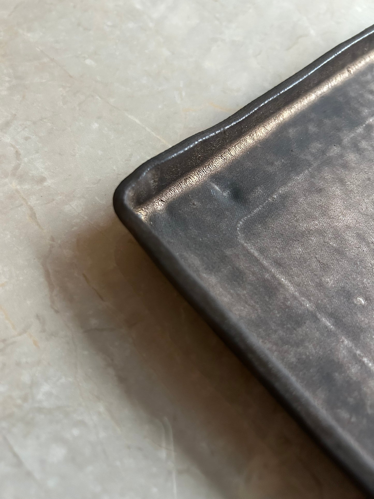 Volcanic Ash Obsidian Field Plate — Handcrafted Japanese Ceramic Serving Plate