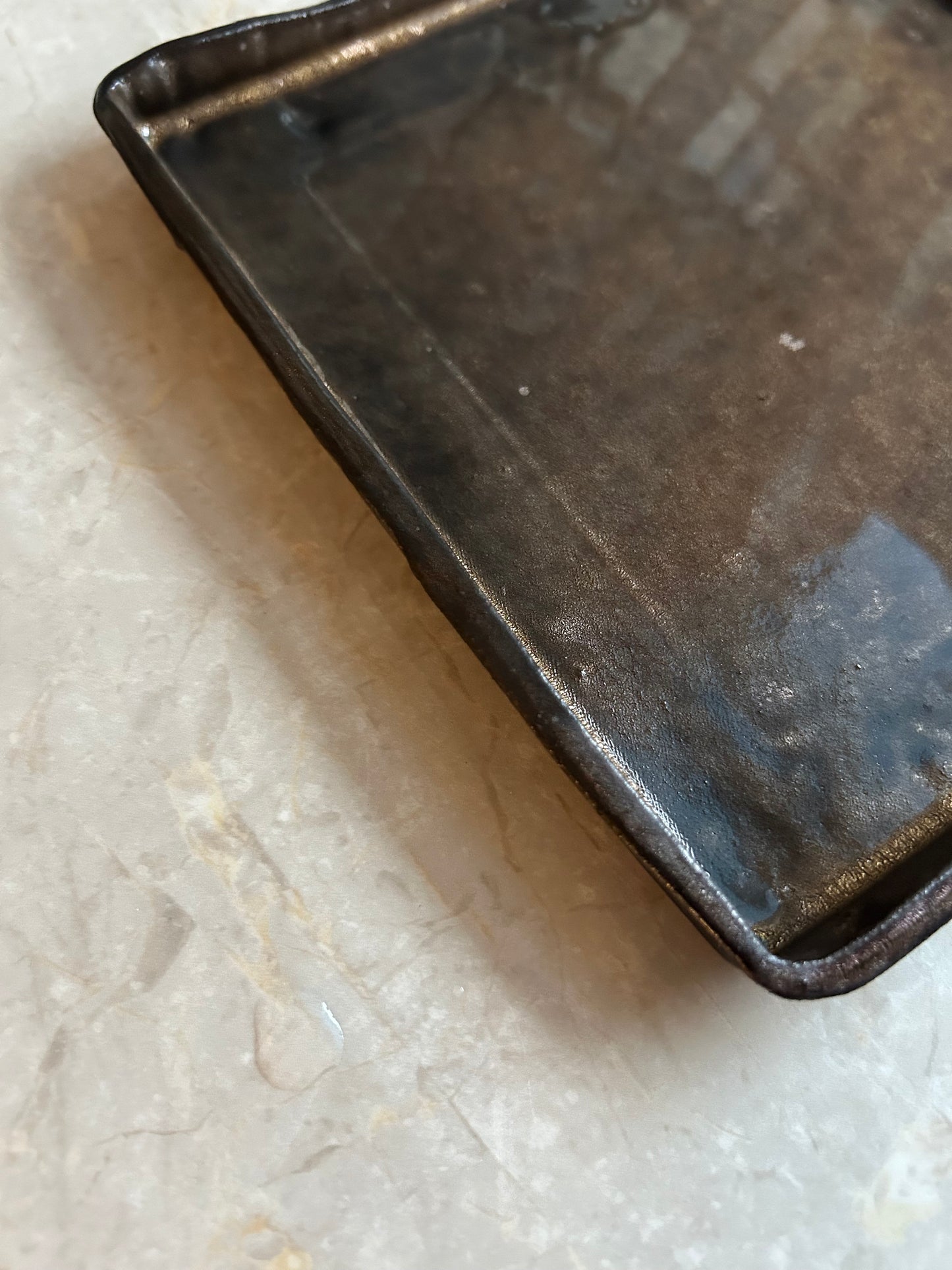 Volcanic Ash Obsidian Field Plate — Handcrafted Japanese Ceramic Serving Plate