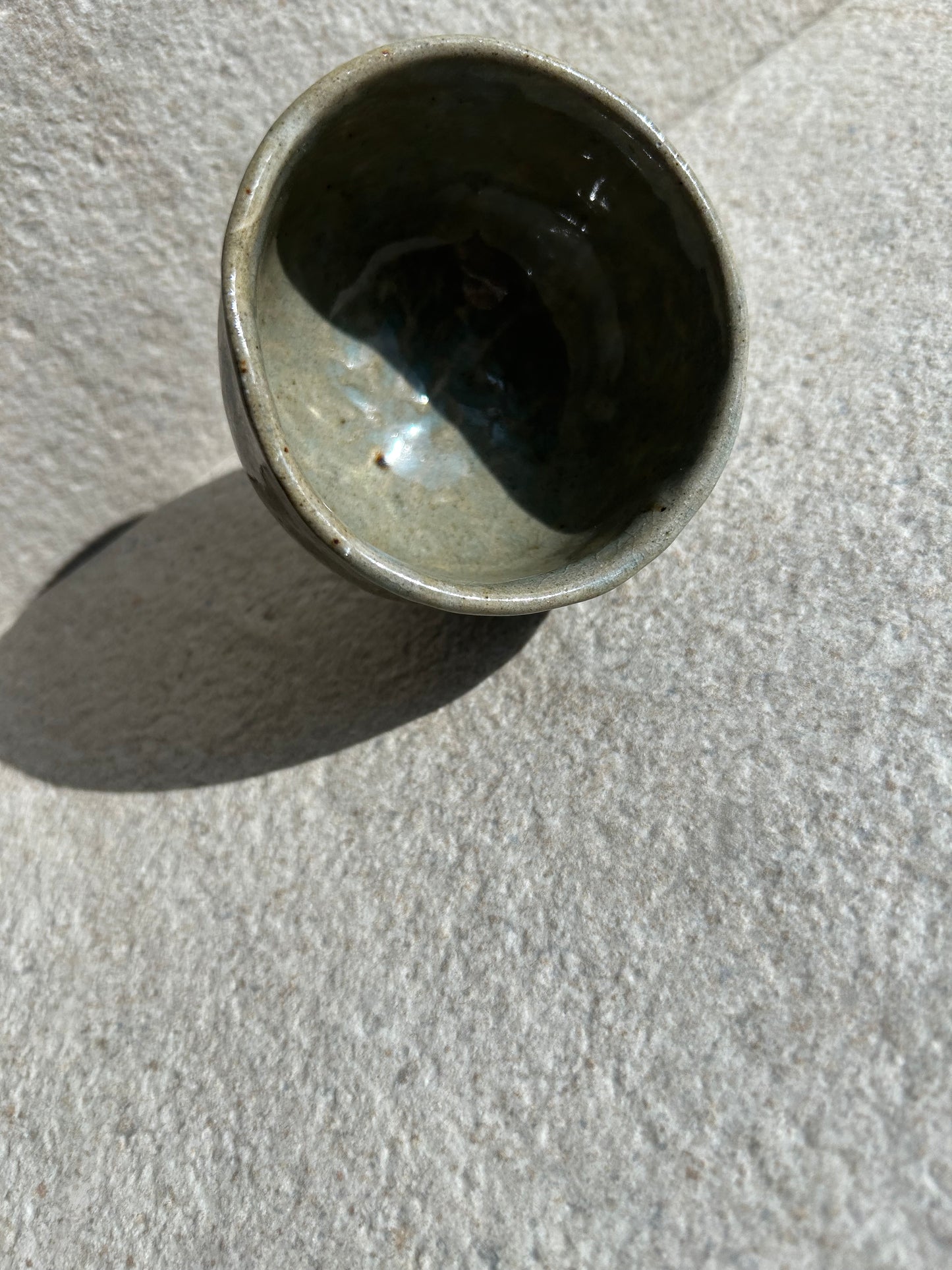 Deep Olive Ash-Glazed Ceramic Vessel — One-of-a-Kind Small Bowl & Art Piece
