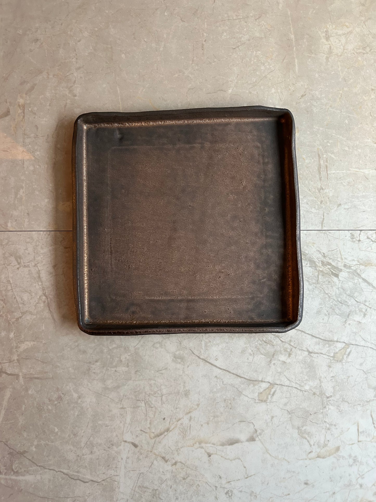 Volcanic Ash Obsidian Field Plate — Handcrafted Japanese Ceramic Serving Plate