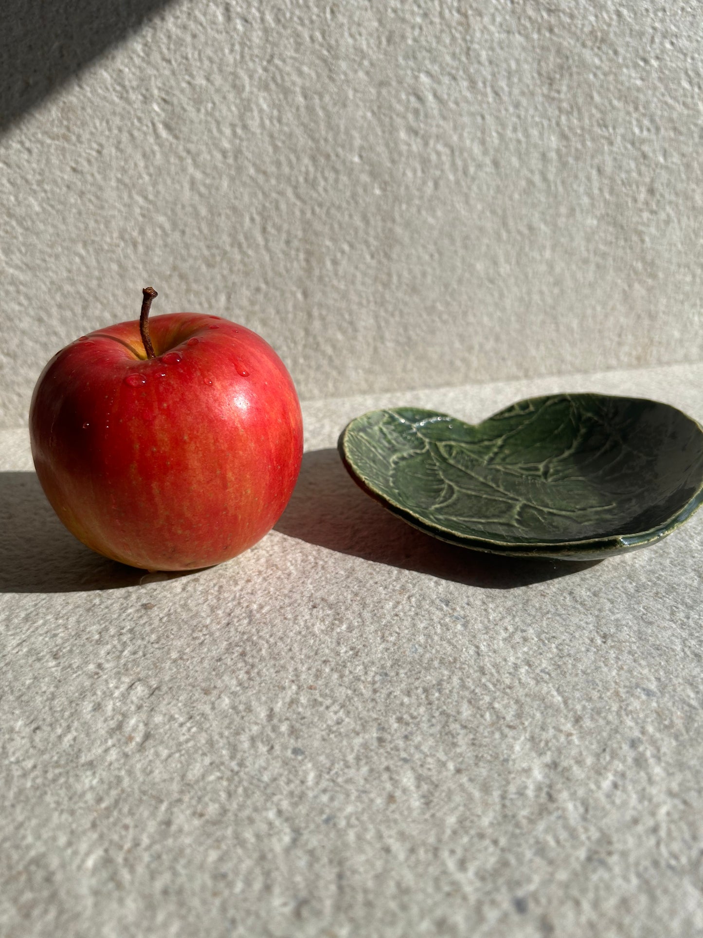 Deep Olive Leaf-Heart Ceramic Vessel — One of a Kind